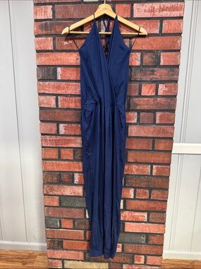 Emerson Thorpe Navy Halter Jumpsuit with V-Neck